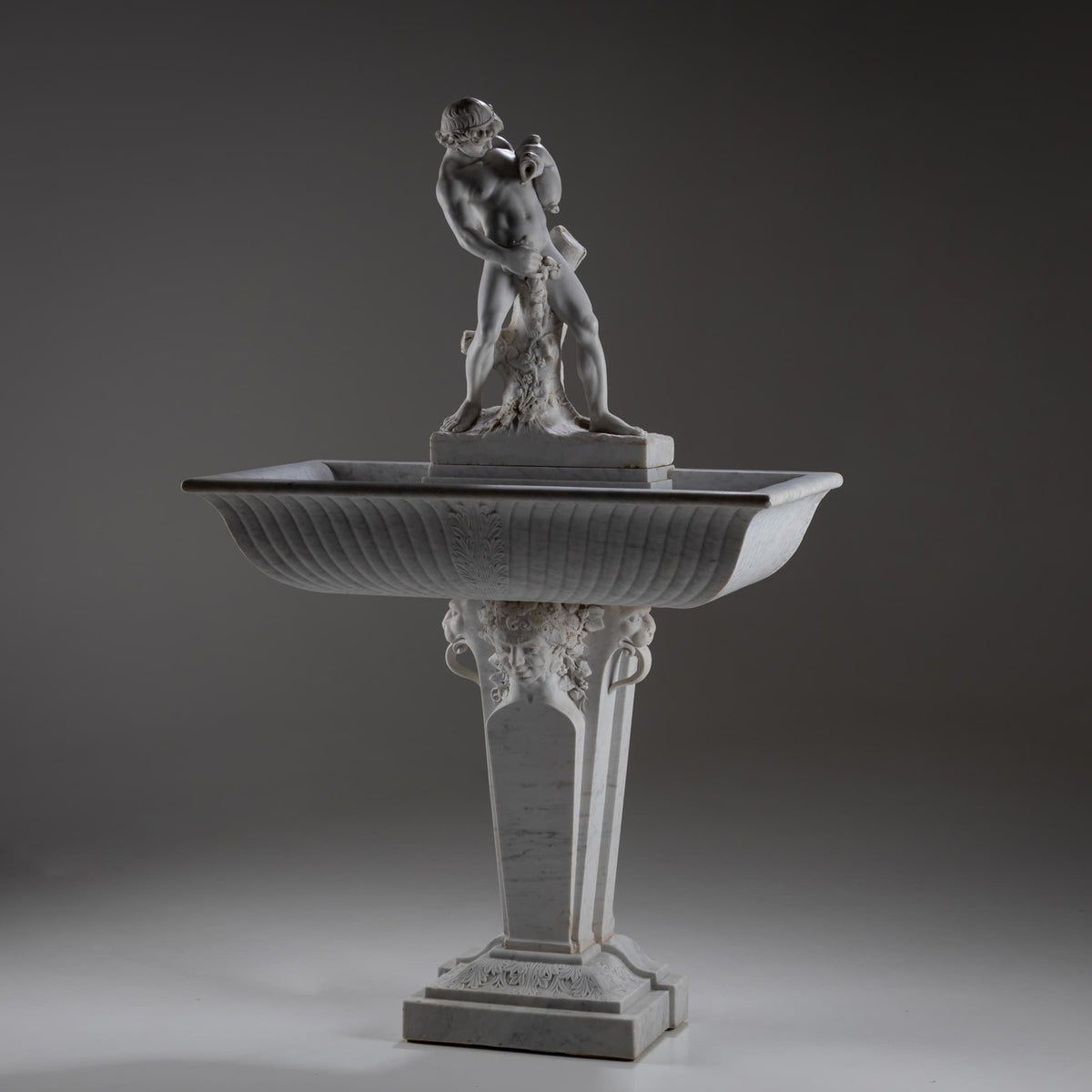 Wandbrunnen aus Marmor mit Satyr, 19. Jahrhundert