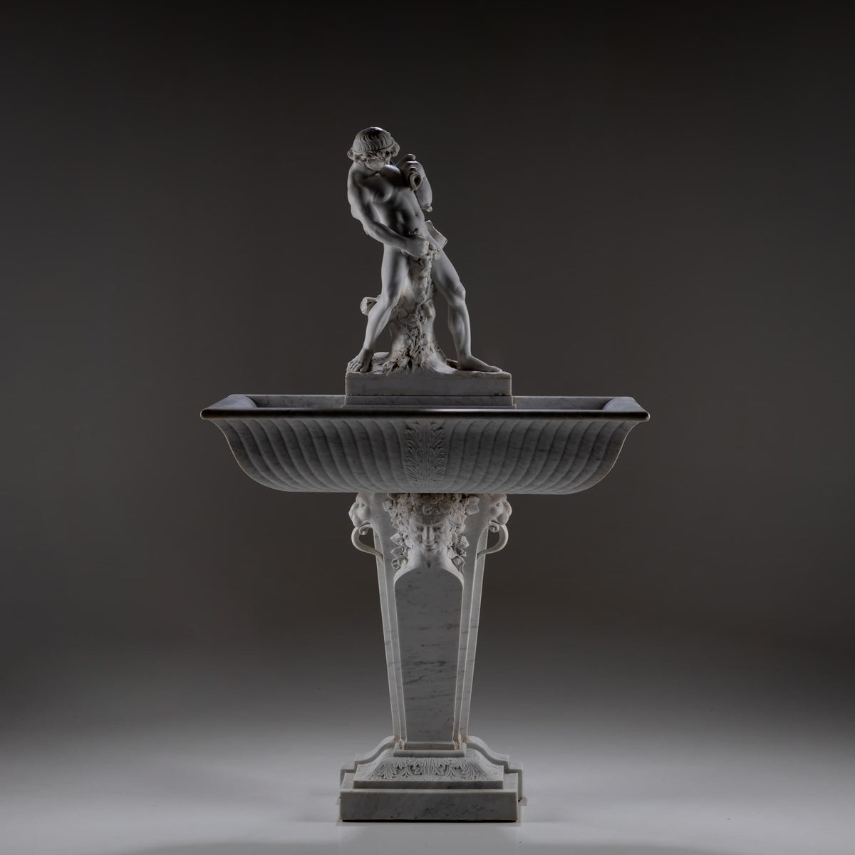 Wandbrunnen aus Marmor mit Satyr, 19. Jahrhundert