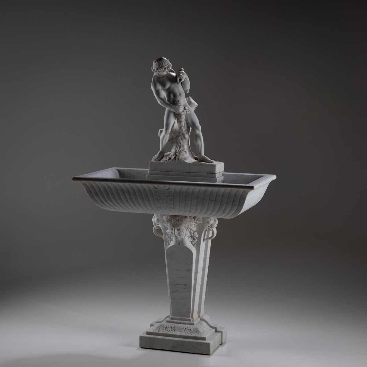 Wandbrunnen aus Marmor mit Satyr, 19. Jahrhundert