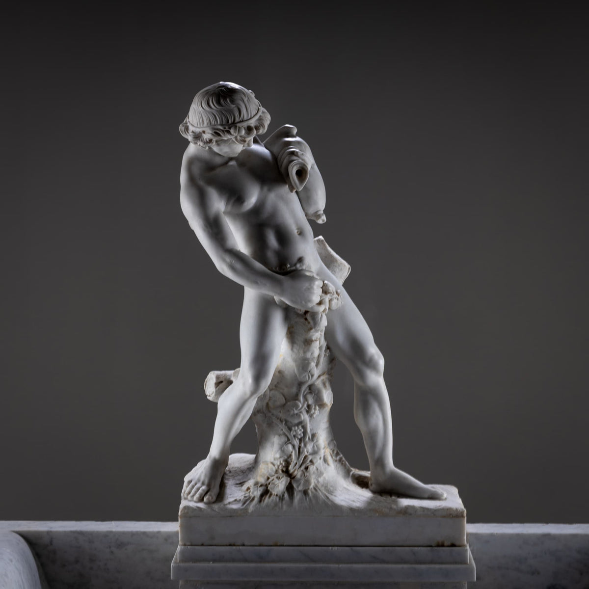Wandbrunnen aus Marmor mit Satyr, 19. Jahrhundert