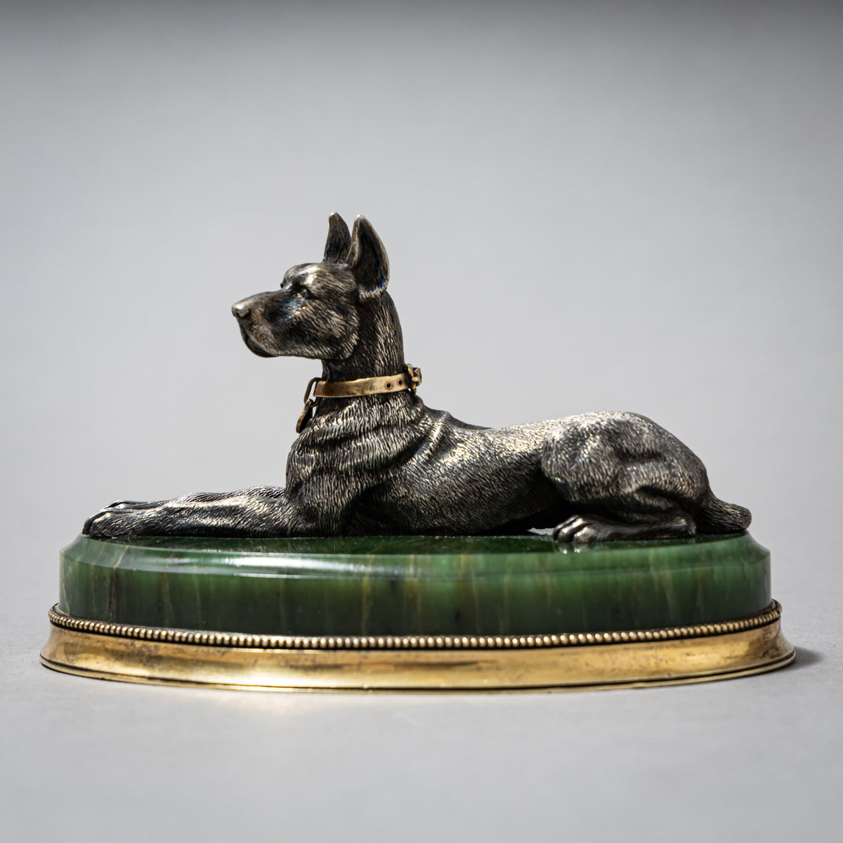Reclining Silver Great Dane, St. Petersburg, circa 1900