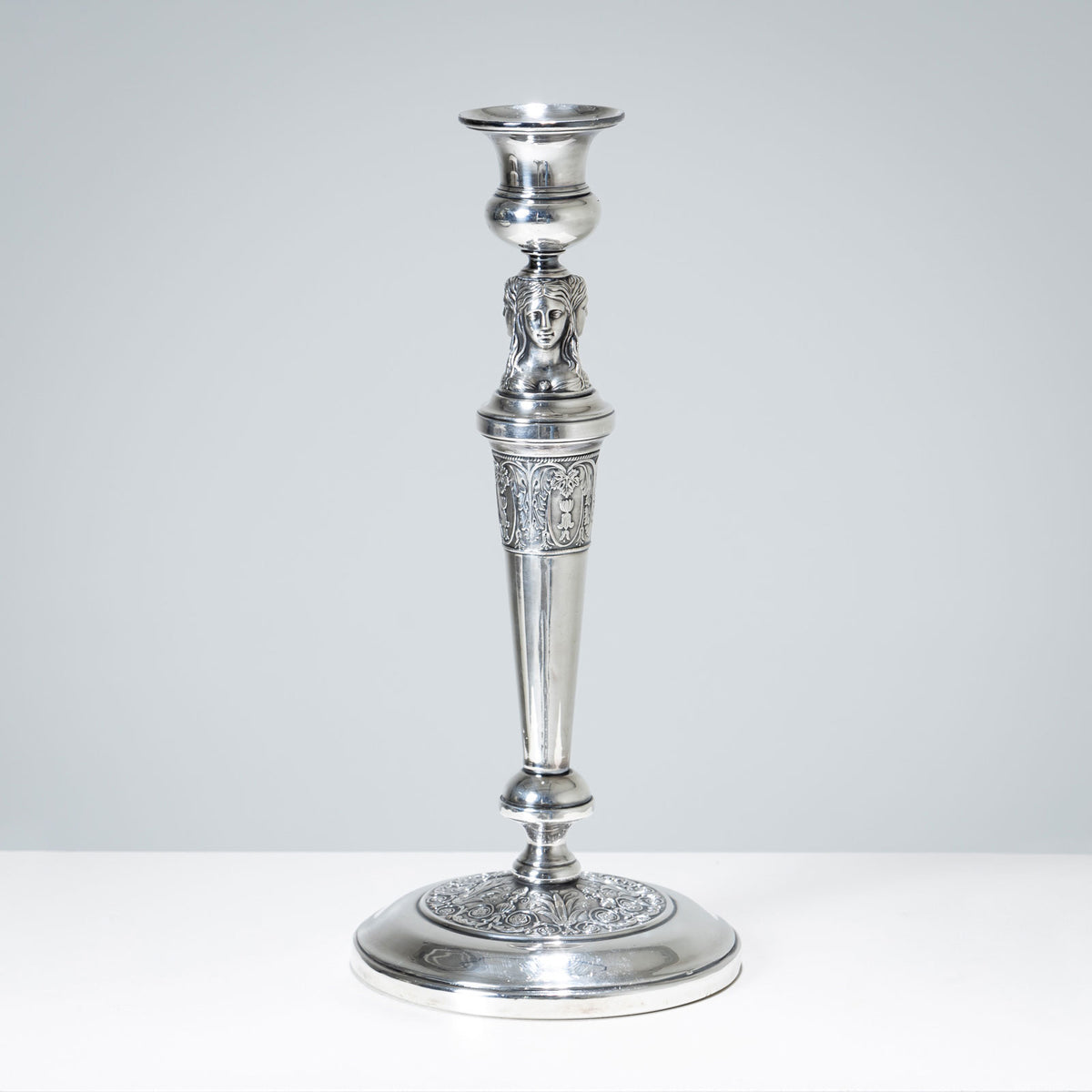 Pair of silver-plated Candlesticks, probably 19th Century
