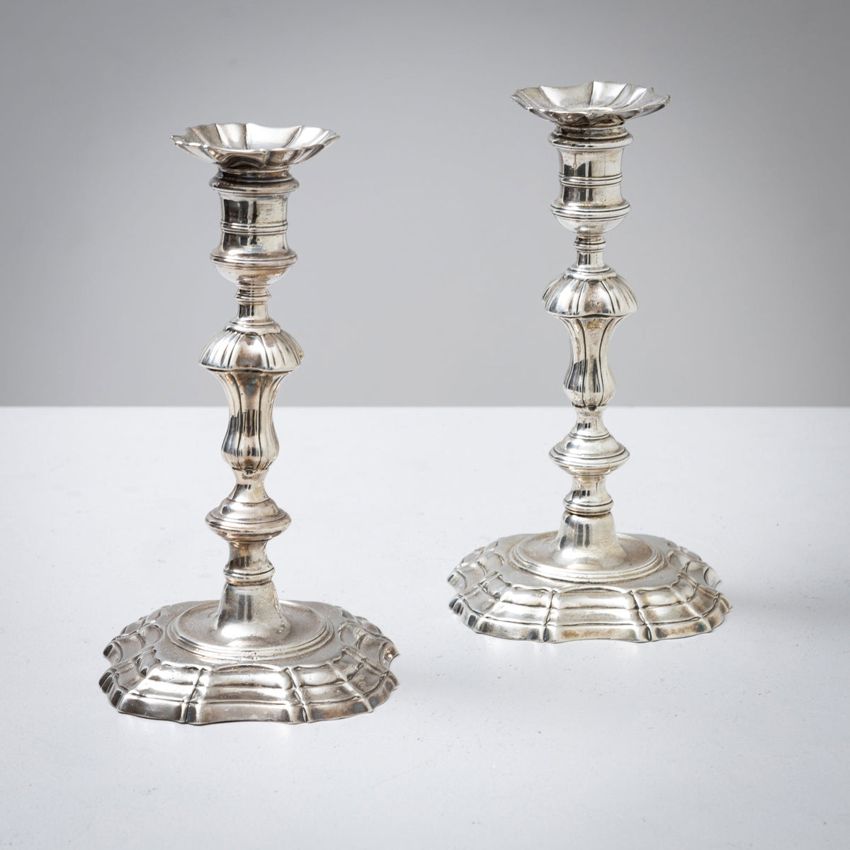 Pair of Silver Candlesticks, London 1742