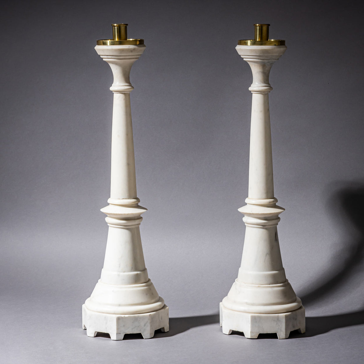 Pair of Marble Candlesticks, Late 19th Century