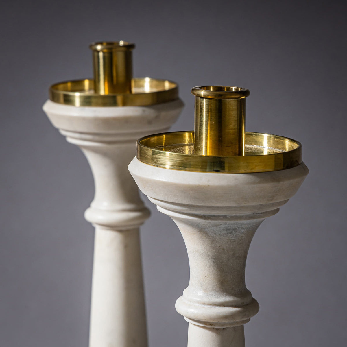 Pair of Marble Candlesticks, Late 19th Century
