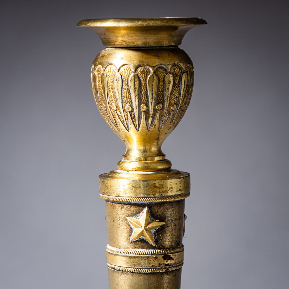 Pair of Brass Candle Holders, France, 19th Century