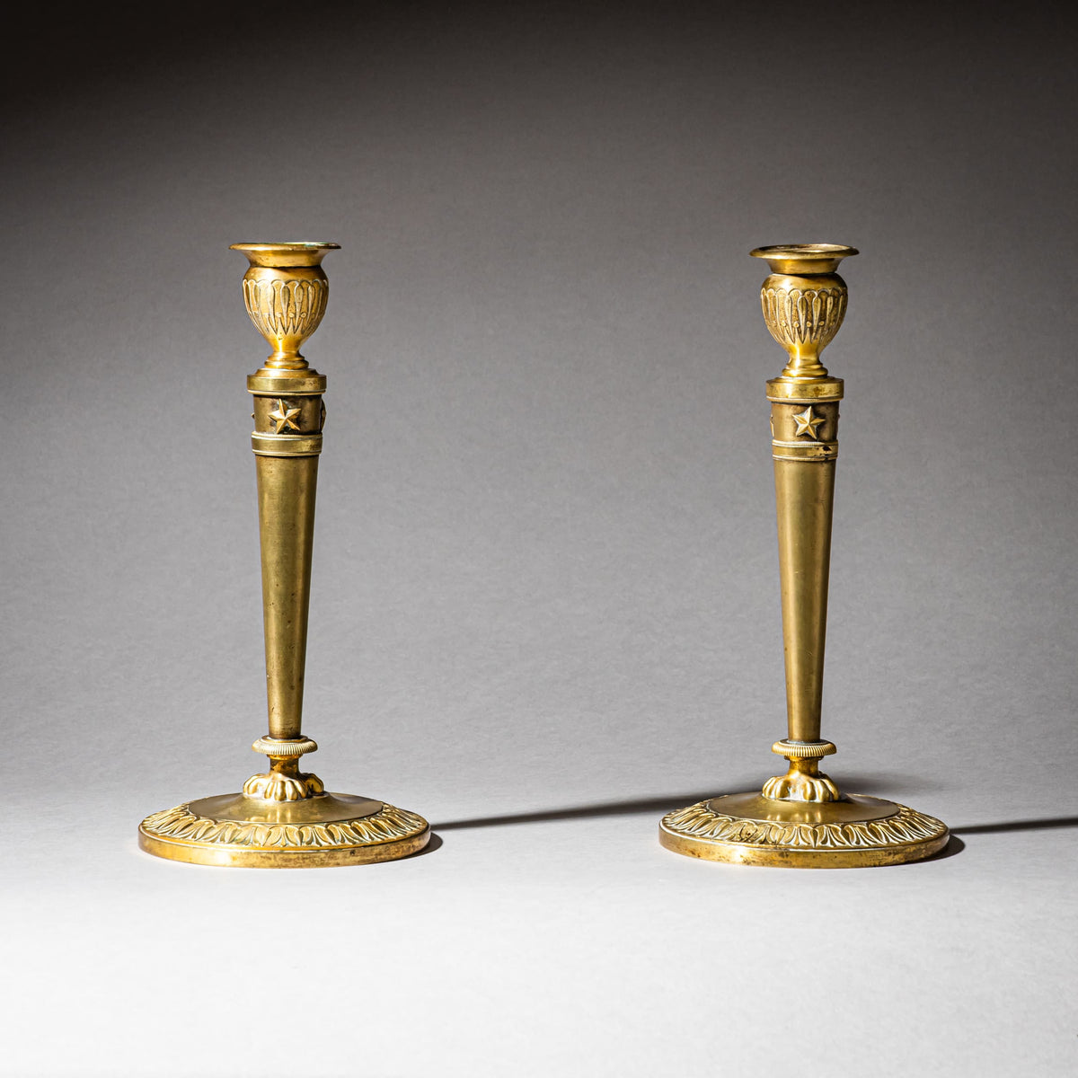Pair of Brass Candle Holders, France, 19th Century
