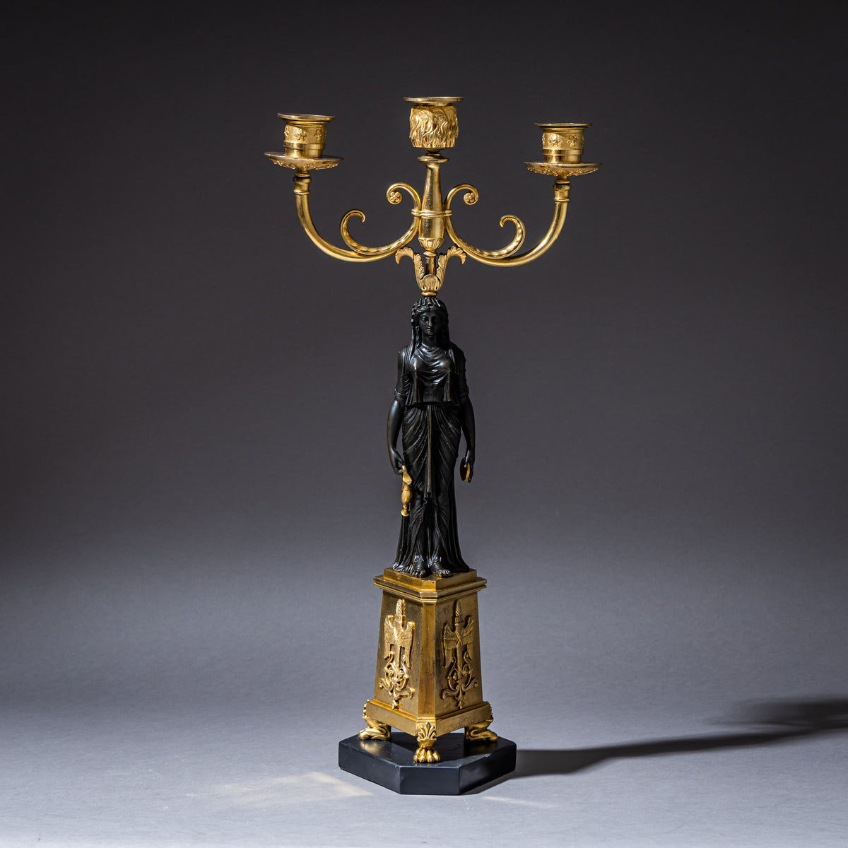Pair of Empire Bronze Girandoles, France, Early 19th Century