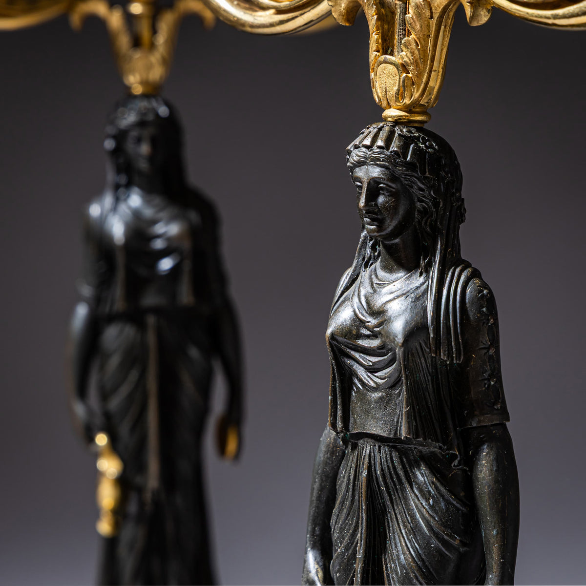 Pair of Empire Bronze Girandoles, France, Early 19th Century