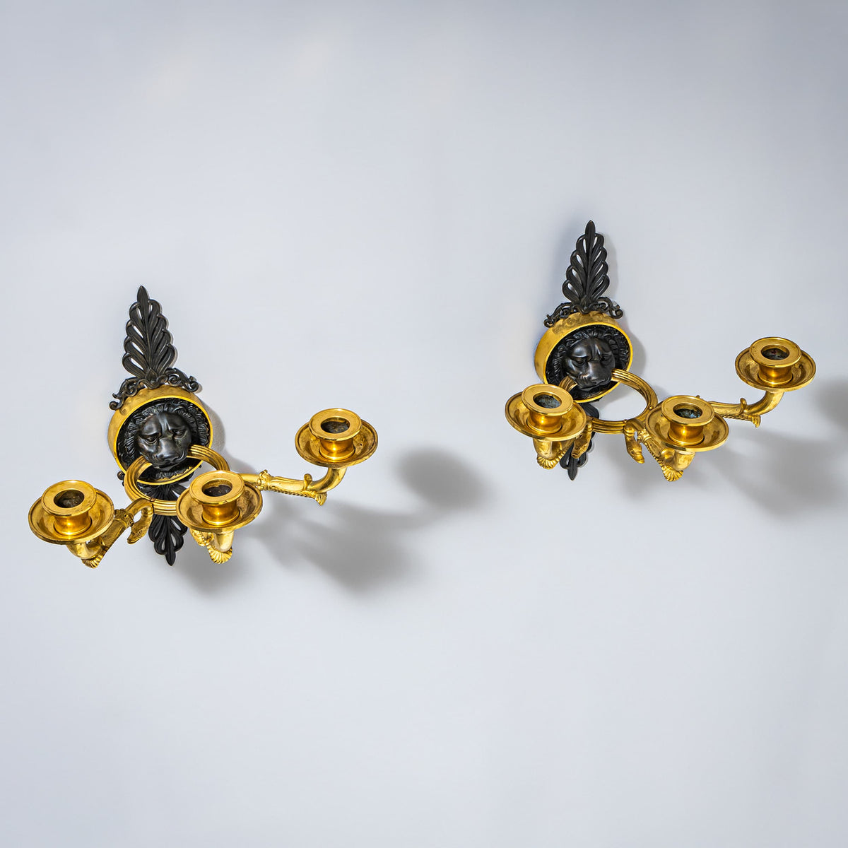 Pair of Empire Wall Sconces with Lion Heads, France, Early 19th Century