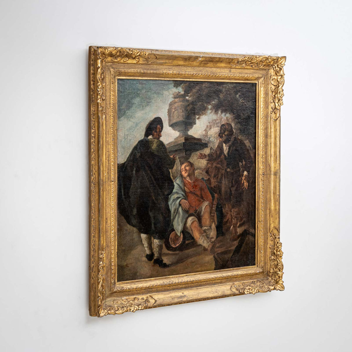 Egidio dall'Oglio (attributed, 1705-1784), Boy with Lute and Two Fighting Men, Italy 18th Century