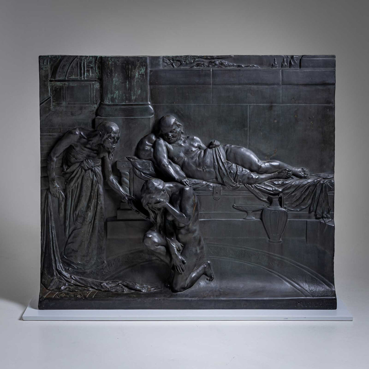 Bronze Relief by Max Wach-Wacheneck (*1871 Berlin), cast by Noack Berlin, 1900-1909