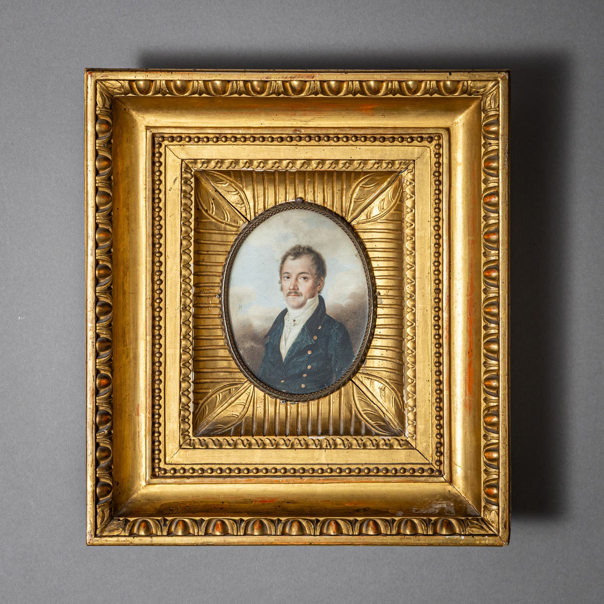 Pair of Biedermeier Miniature Portraits of Gentlemen, First Half of the 19th Century