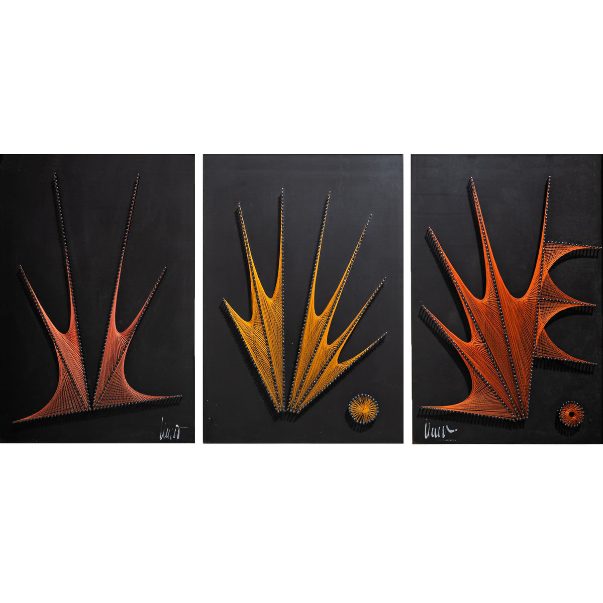 Abstract String Art Triptych, probably Italy, 1970s