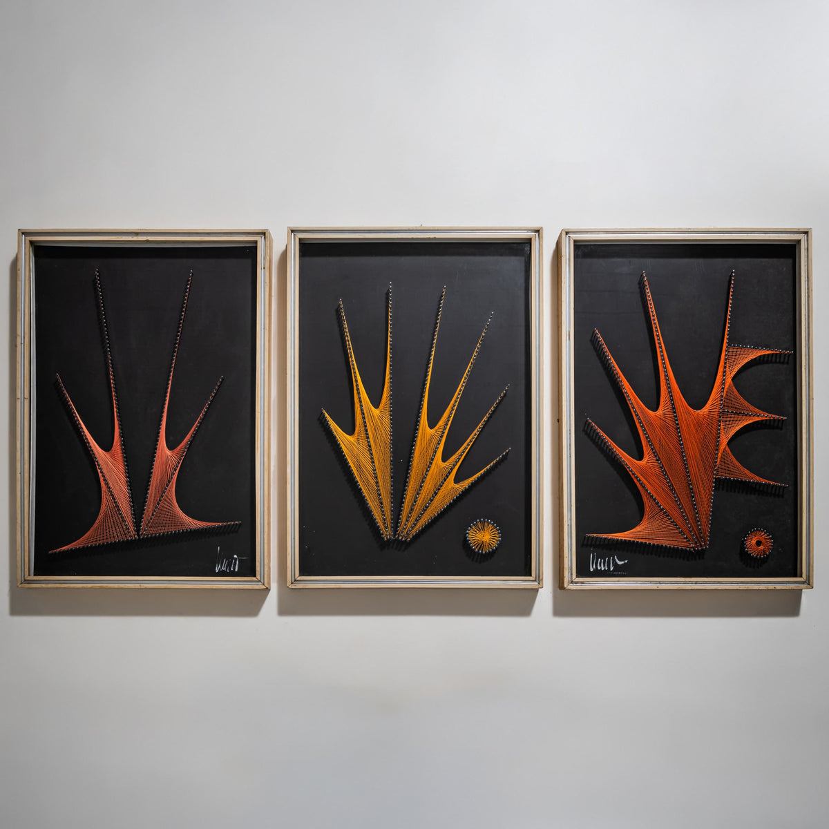 Abstract String Art Triptych, probably Italy, 1970s