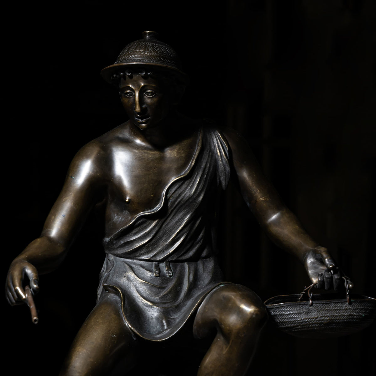 Bronze des Fischers von Pompeji, sig. Sabatino, Italien 1882