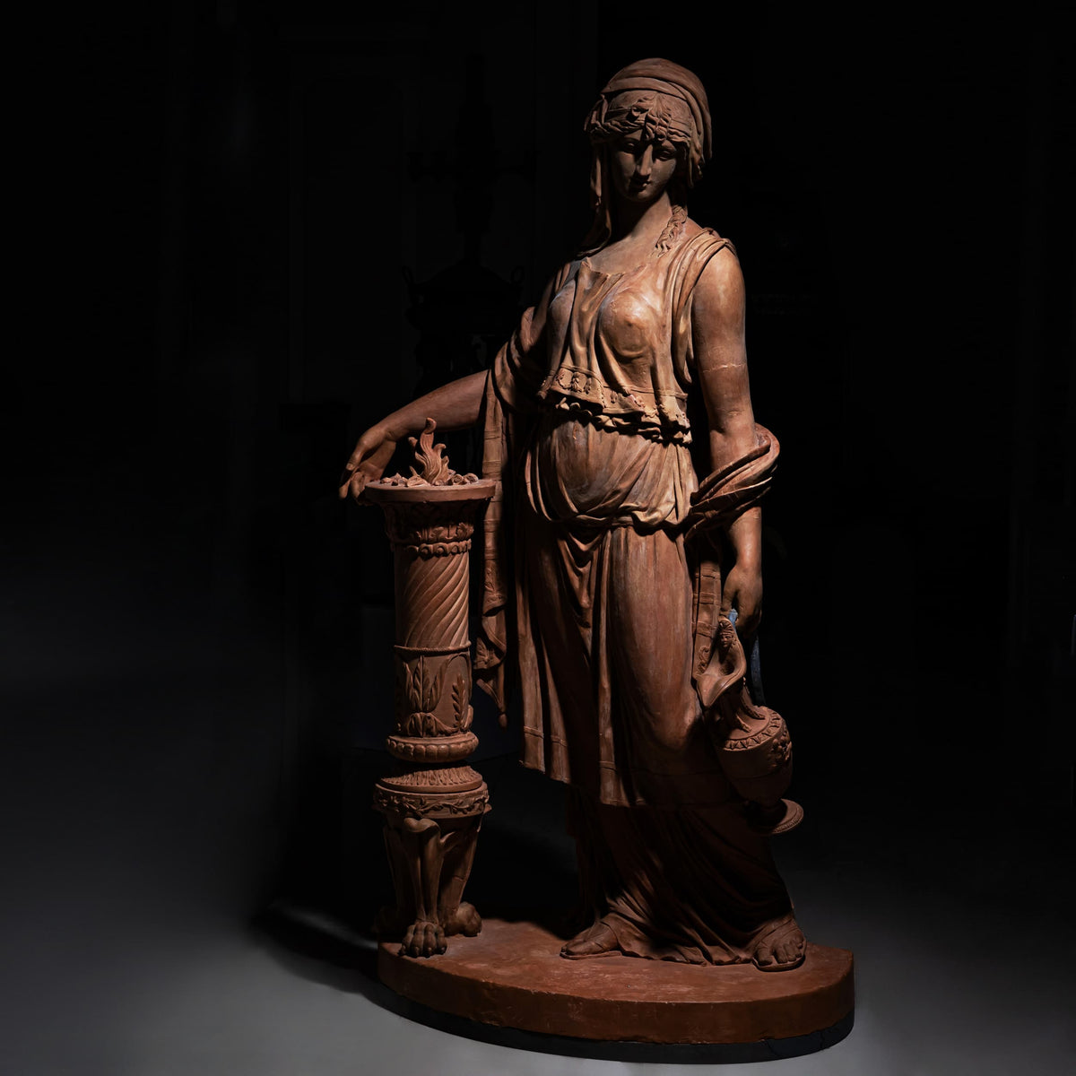 Lebensgroße Terrakotta-Statue einer Vestalin, 2. Hälfte 19. Jahrhundert