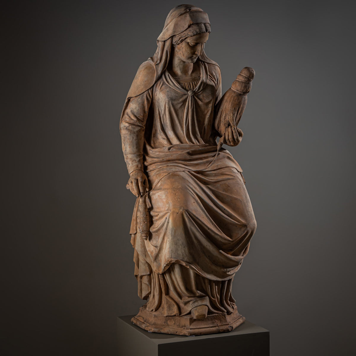 Sommer, Herbst und Winter – Terrakotta-Skulpturen, signiert und datiert Franz Melnitzky, 1855