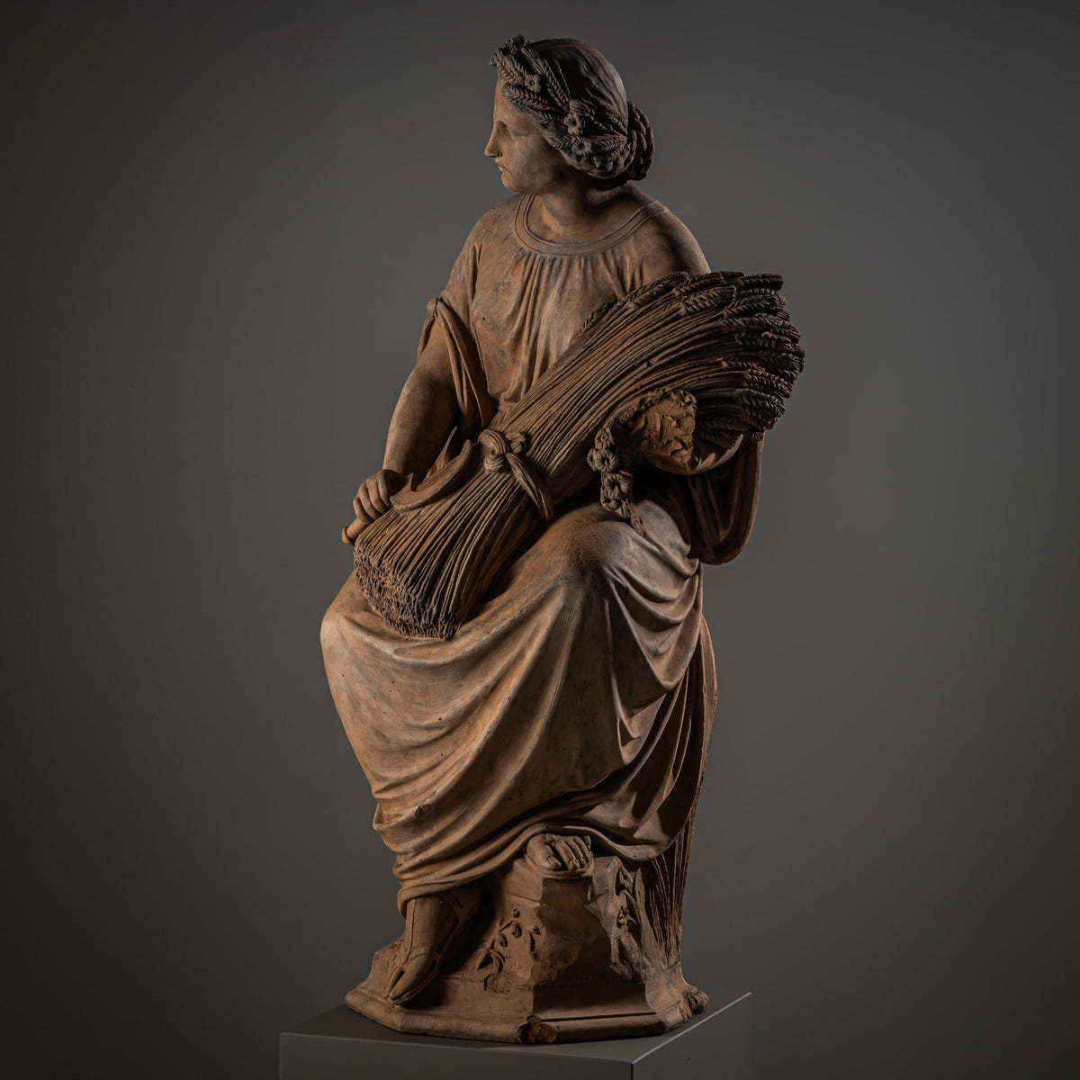 Sommer, Herbst und Winter – Terrakotta-Skulpturen, signiert und datiert Franz Melnitzky, 1855