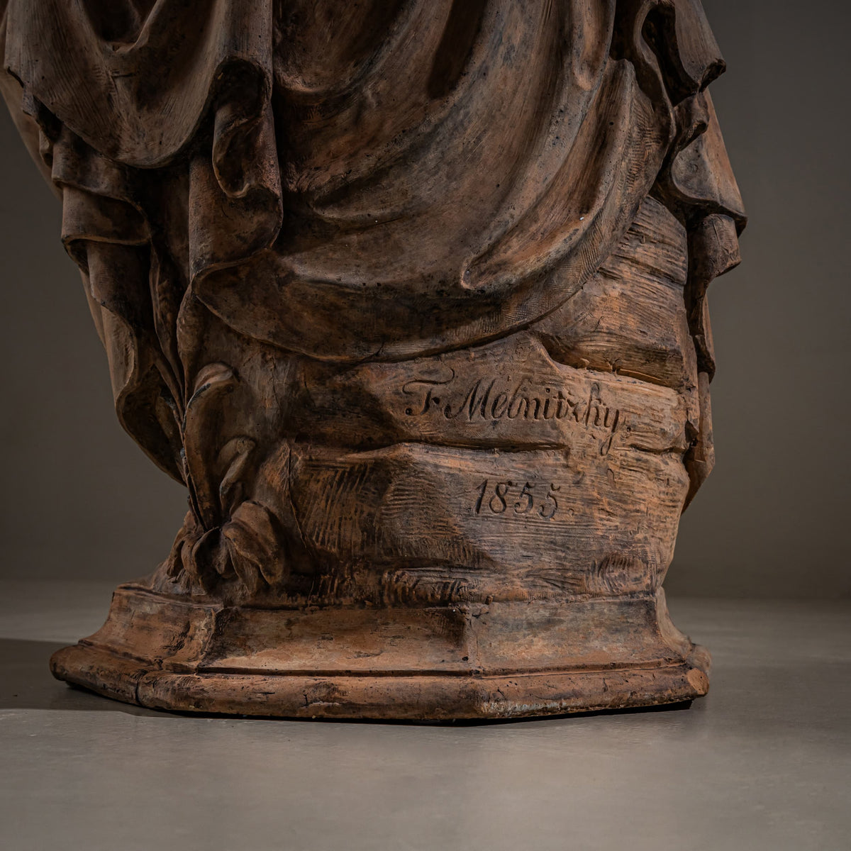 Sommer, Herbst und Winter – Terrakotta-Skulpturen, signiert und datiert Franz Melnitzky, 1855