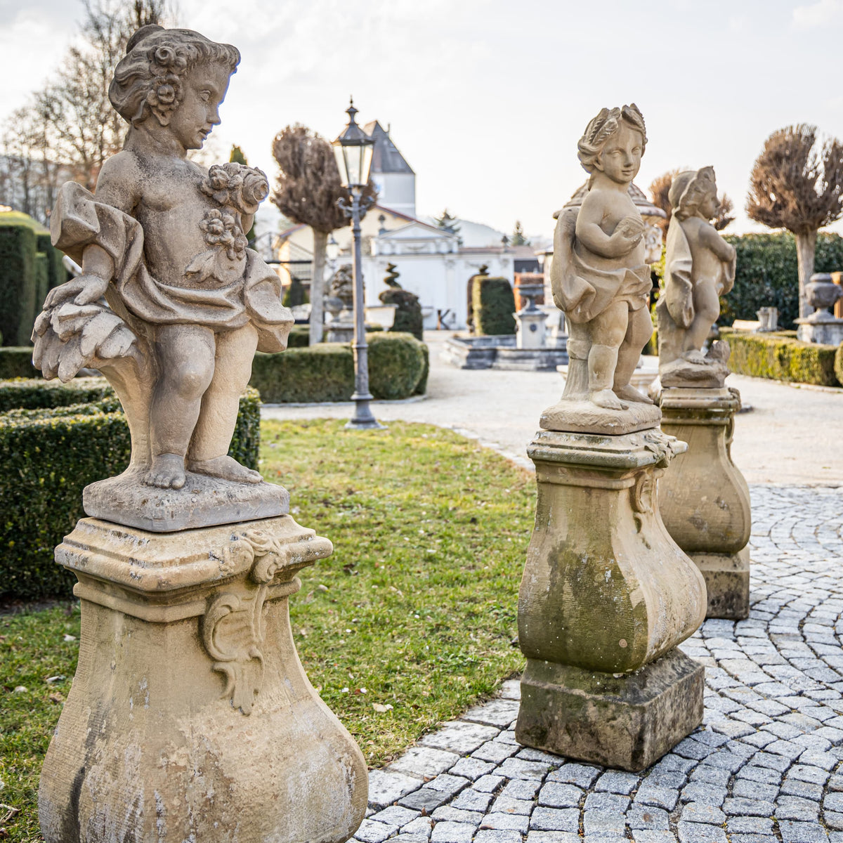 Sandstone Putti Representing the four seasons, Southern Germany, 18th Century