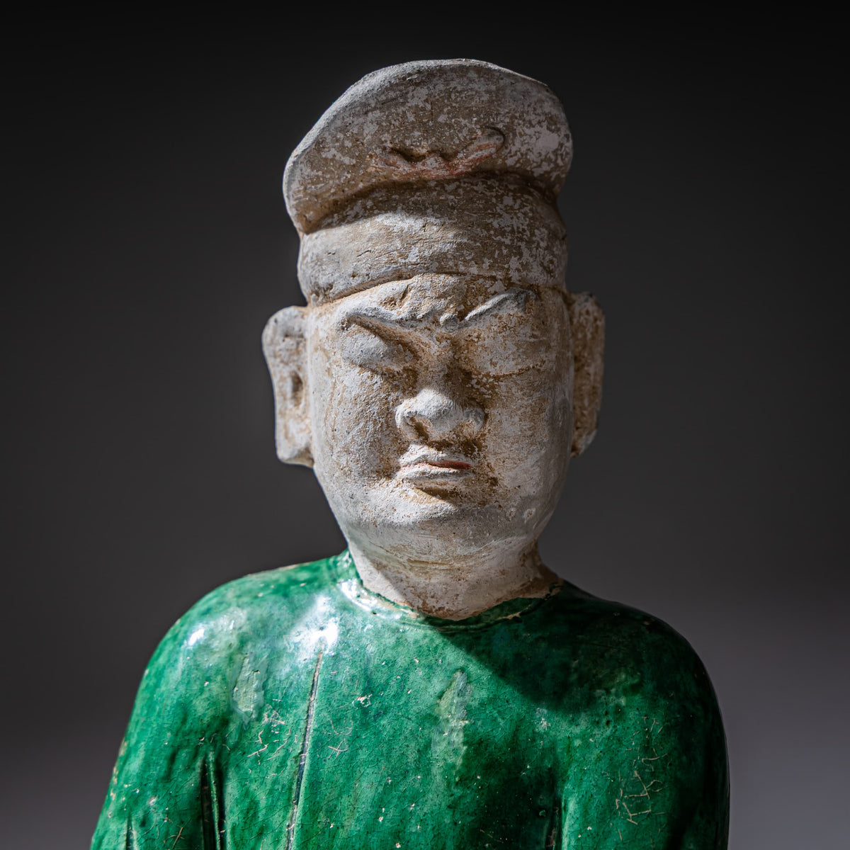 Green-Glazed Ceramic Figure of a Military Officer in the Style of the Tang Dynasty, China, 20th Century