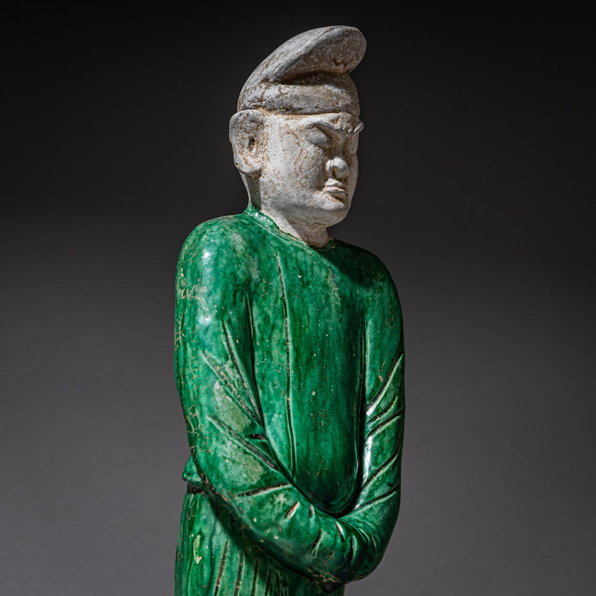 Green-Glazed Ceramic Figure of a Military Officer in the Style of the Tang Dynasty, China, 20th Century