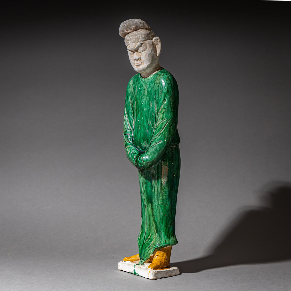 Green-Glazed Ceramic Figure of a Military Officer in the Style of the Tang Dynasty, China, 20th Century