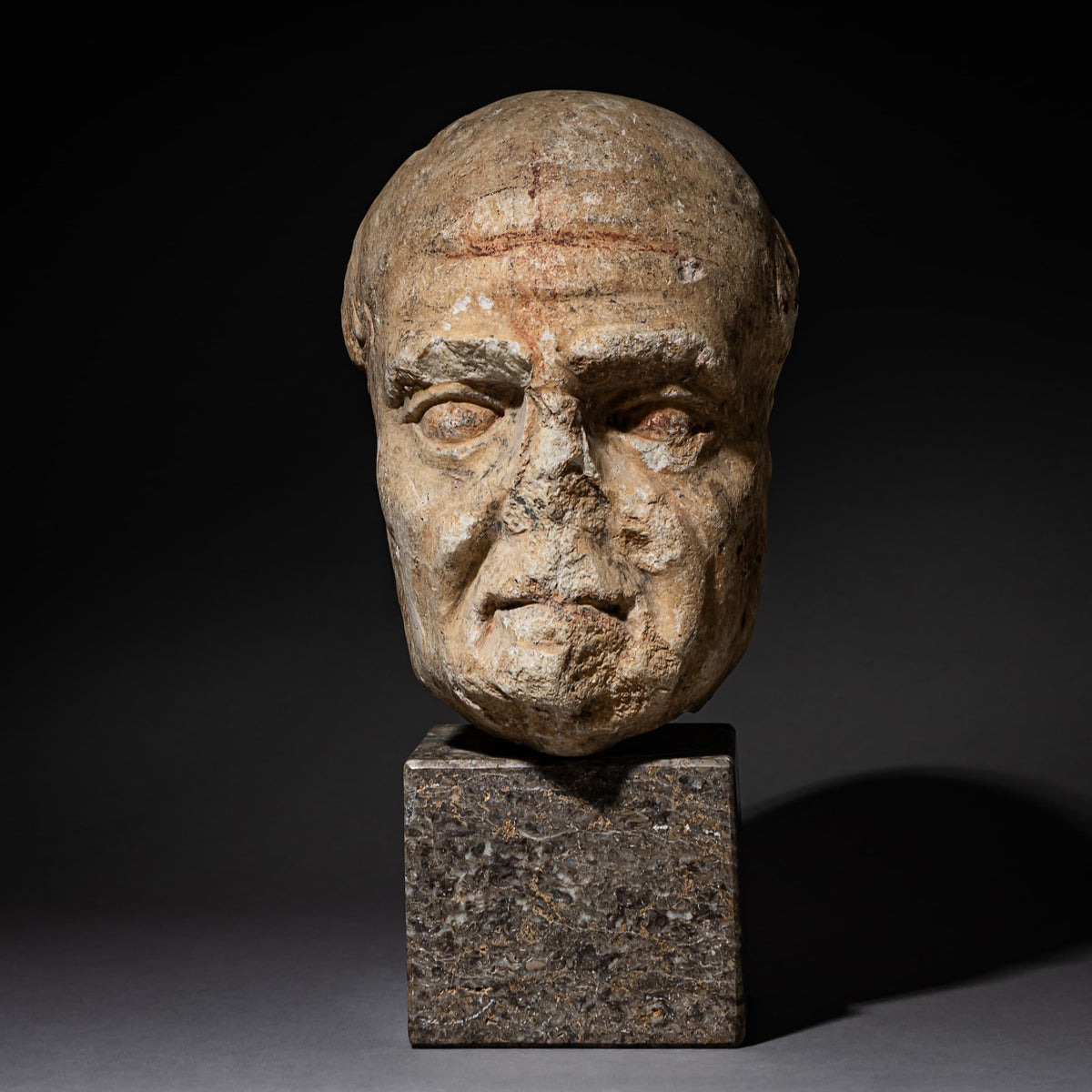 Marble Head of an Elderly Man, likely Roman