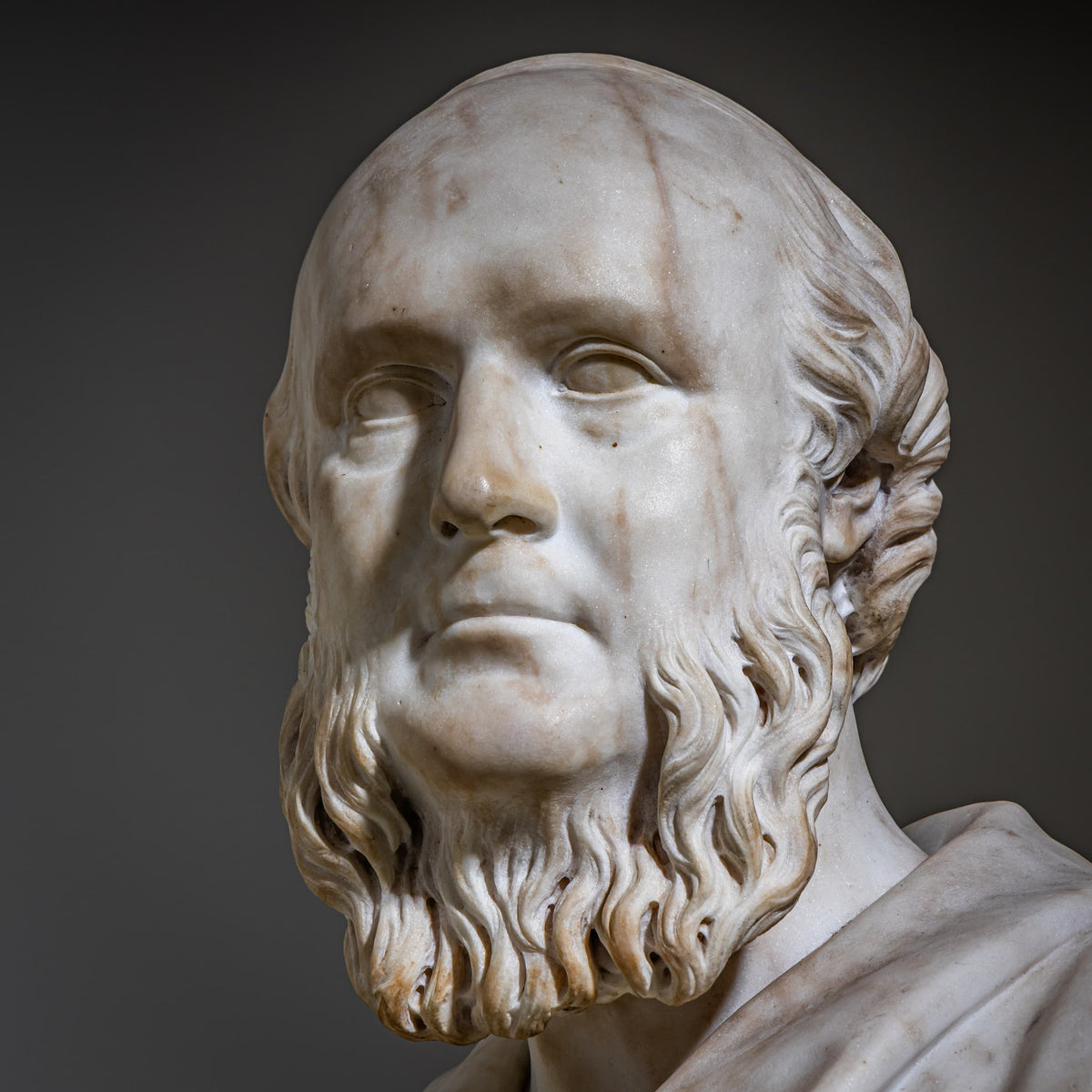 Marmor-Porträtbüste von Robert Balfour (schottisch, 1818–1869), 19. Jahrhundert
