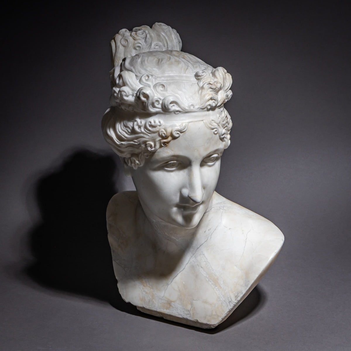 Marmorbüste von Pauline Bonaparte als Venus Victrix, nach Antonio Canova, wohl Italien, 19. Jahrhundert
