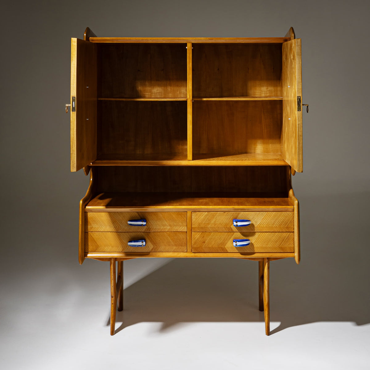 Credenza with Ceramic Handles, Italy, Mid-20th Century