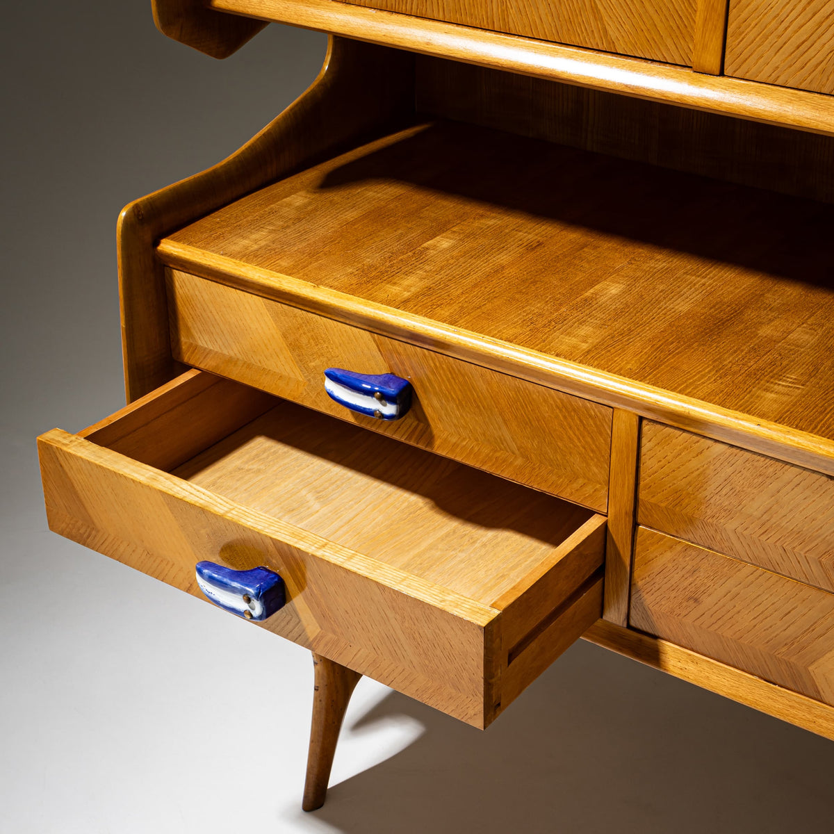 Credenza with Ceramic Handles, Italy, Mid-20th Century