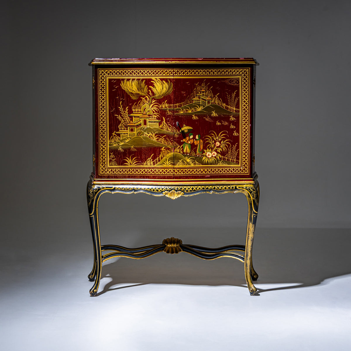 Chinoiserie Bar Cabinet in the Baroque Style, Italy, Mid-20th Century