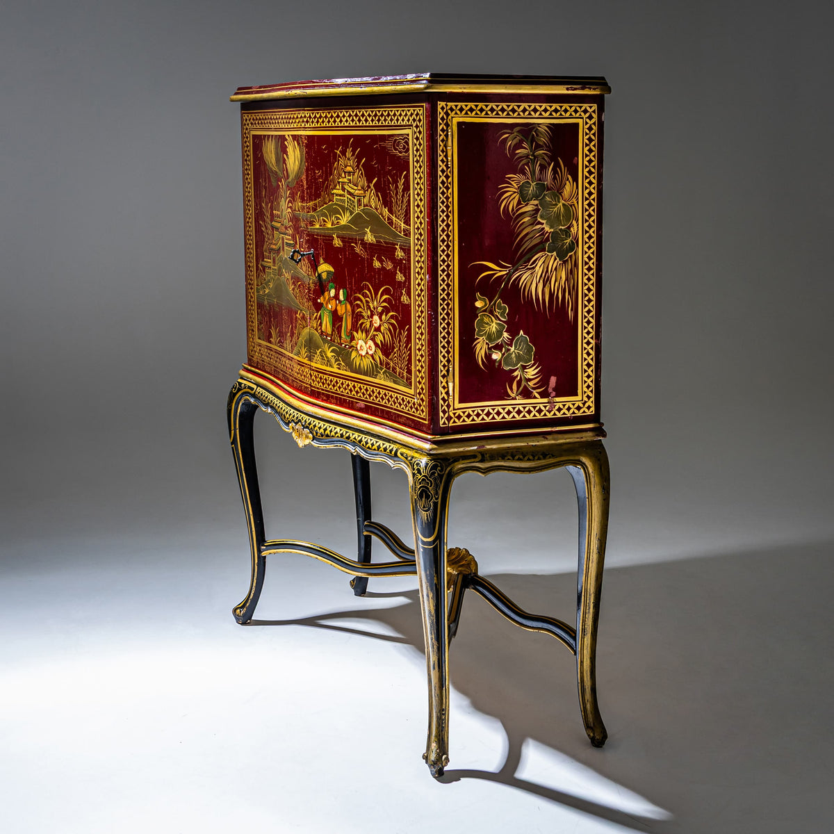 Chinoiserie Bar Cabinet in the Baroque Style, Italy, Mid-20th Century