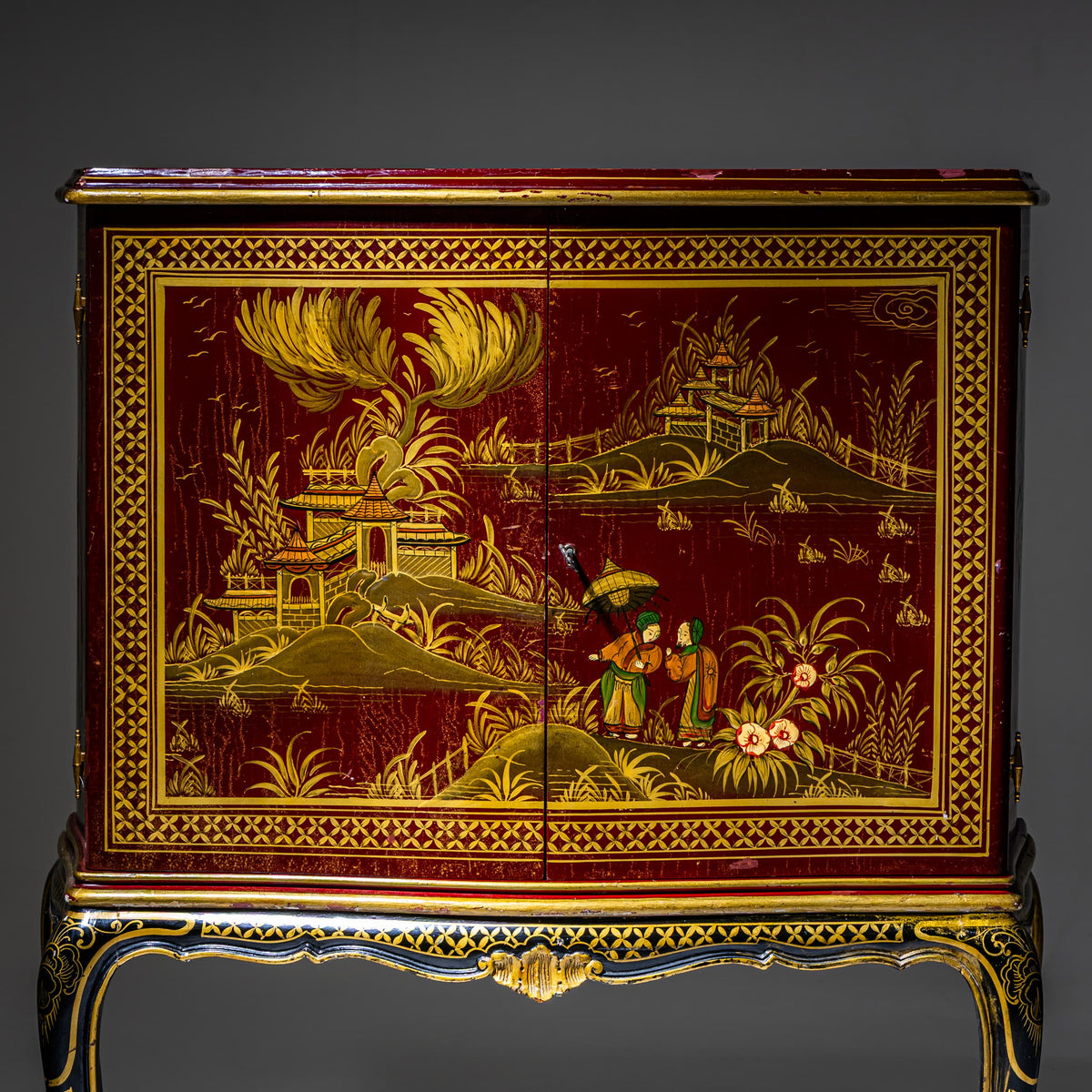 Chinoiserie Bar Cabinet in the Baroque Style, Italy, Mid-20th Century