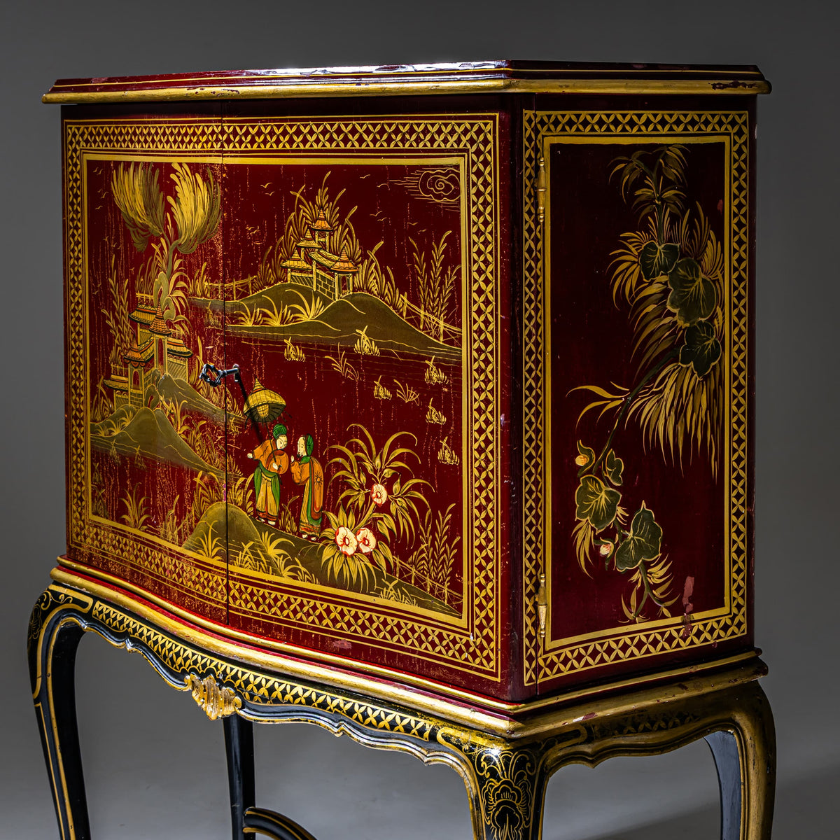 Chinoiserie Bar Cabinet in the Baroque Style, Italy, Mid-20th Century