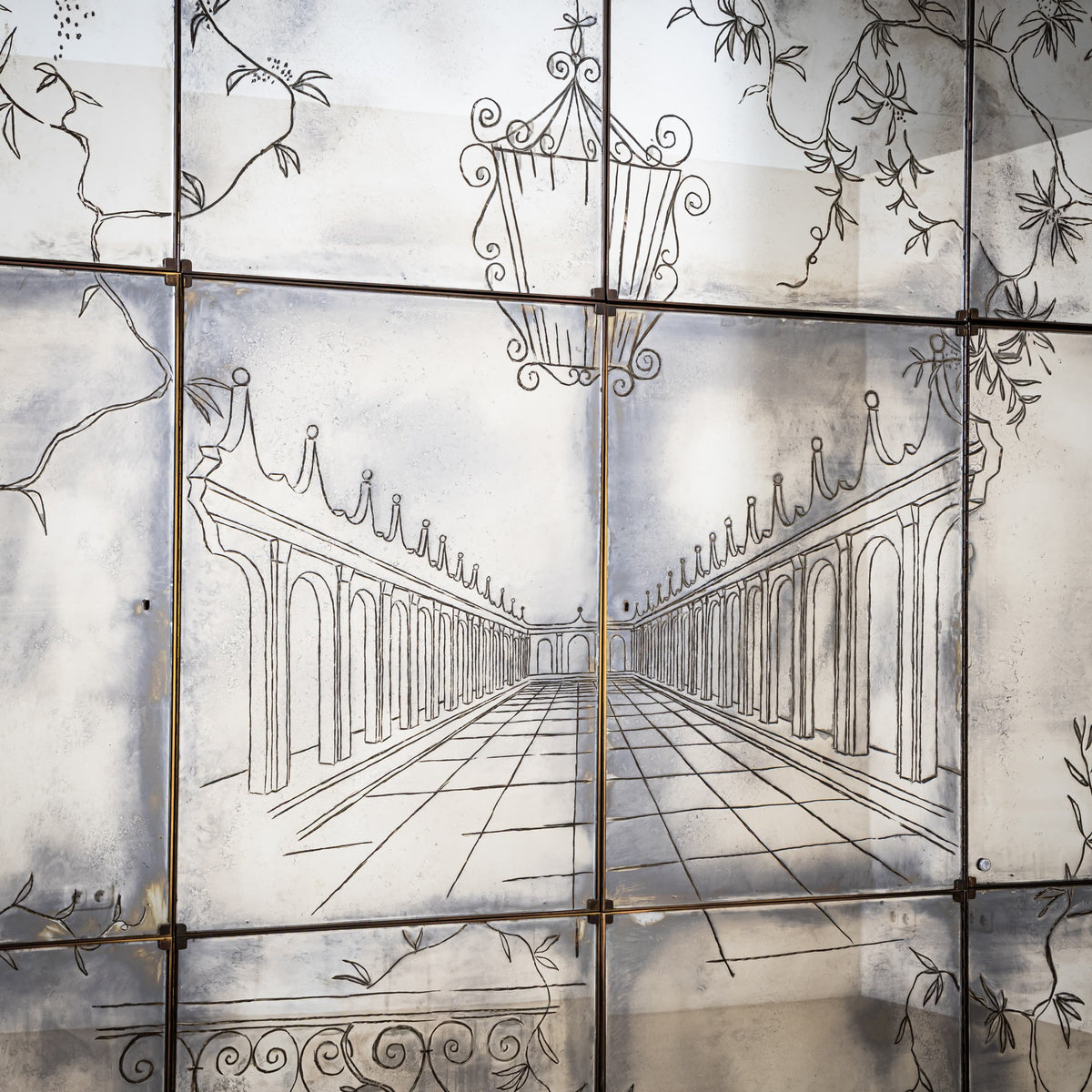 Große verspiegelte Schrankfassade von Fontana Arte Milano, Italien, 1940er Jahre