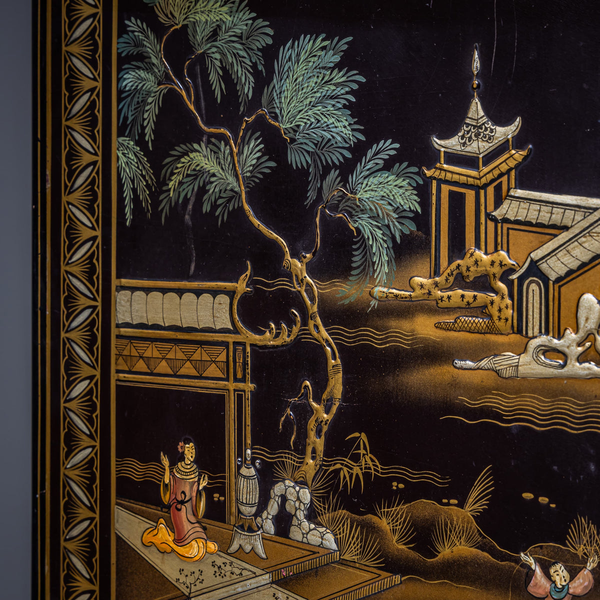 Schwarzer Chinoiserie-Barschrank im Barock-Stil, Italien, Mitte 20. Jahrhundert
