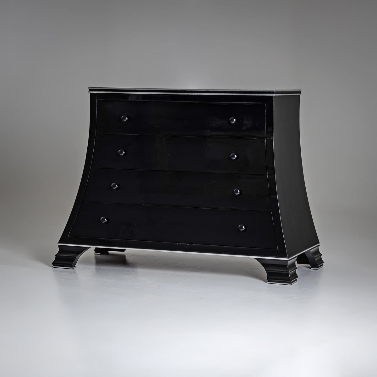 Trapezoidal Black Commode, Late 20th Century