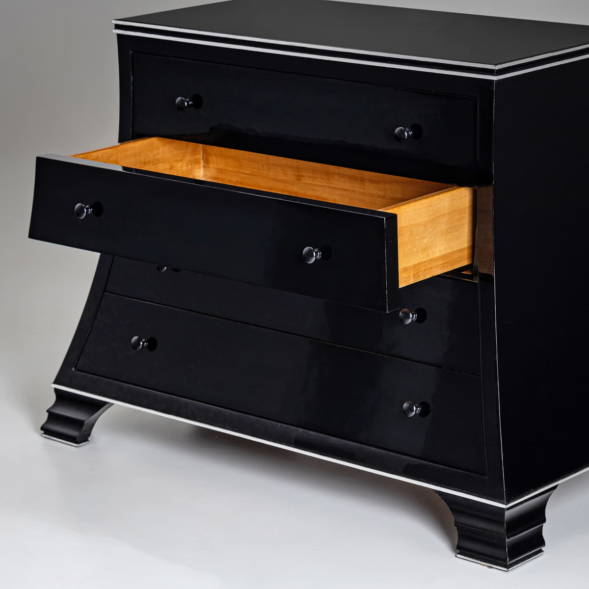 Trapezoidal Black Commode, Late 20th Century