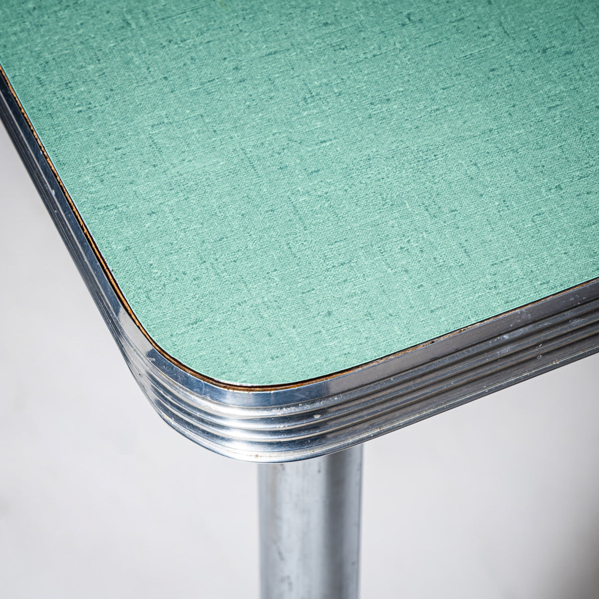 Türkise Formica-Essgruppe, Tisch mit vier Stühlen, Italien, 1960er/70er Jahre