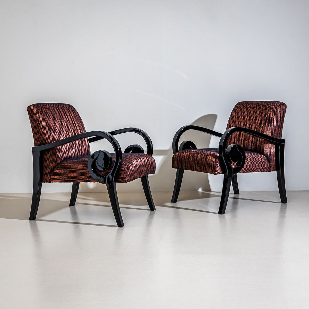 Pair of Lounge Chairs with Volute Armrests by Werther, Late 20th Century