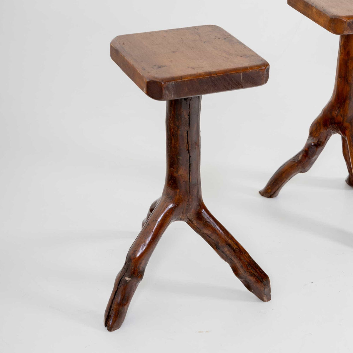 Pair of side tables made from tree branches, 20th Century