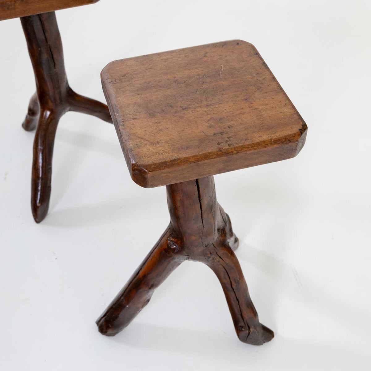 Pair of side tables made from tree branches, 20th Century