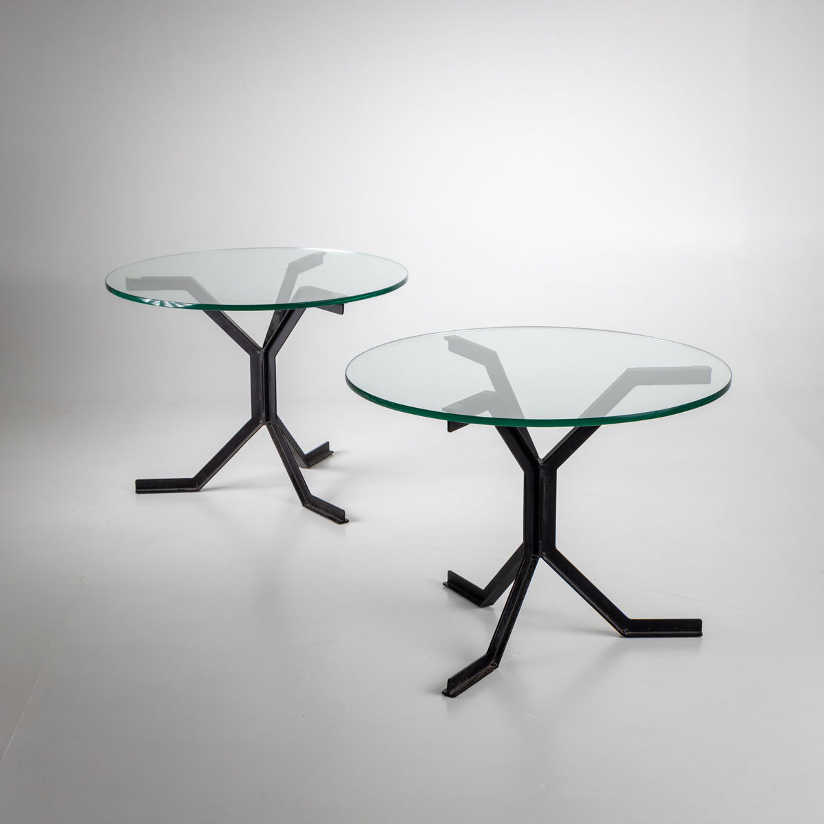 Iron and Glass Side Tables, 20th Century