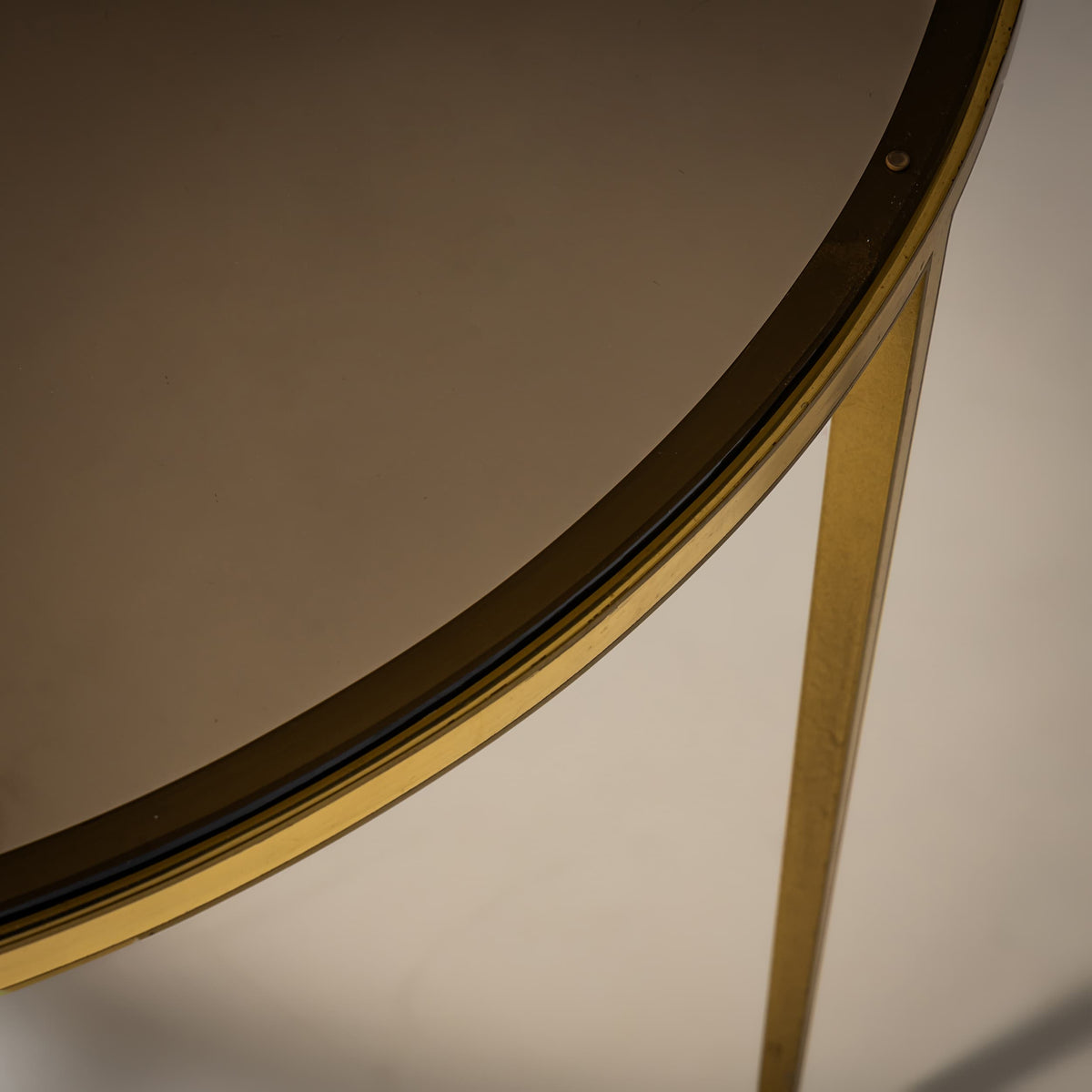 Round Coffee Table in Brass and Smoked Glass, Probably Italy, Late 20th Century