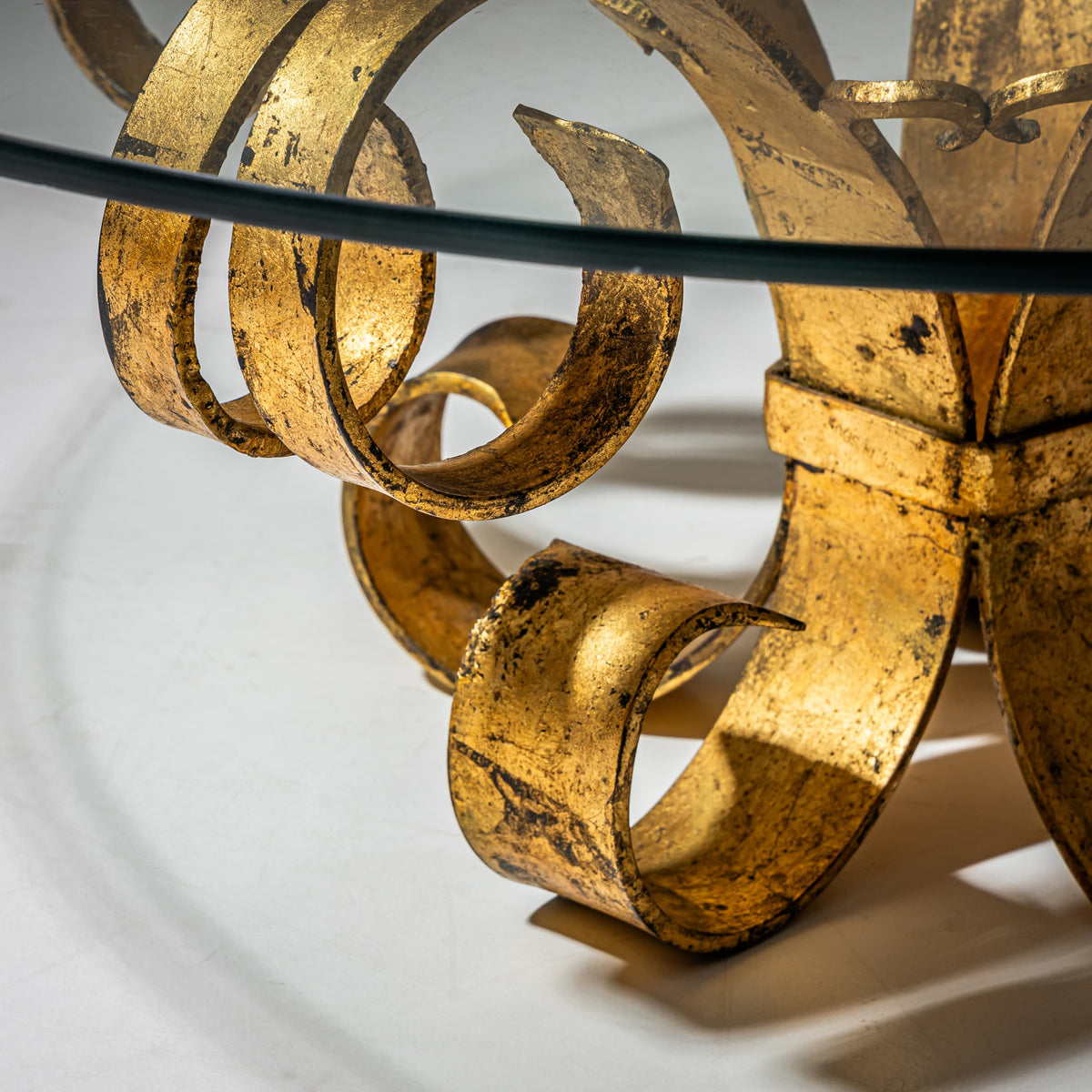 Hollywood Regency Coffee Table with Gilt Iron Base, Italy, 1960s