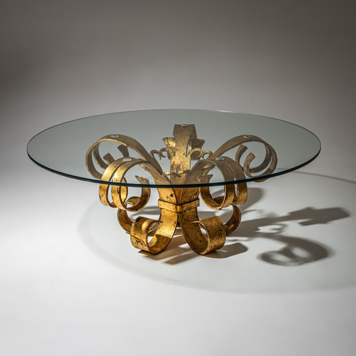 Hollywood Regency Coffee Table with Gilt Iron Base, Italy, 1960s