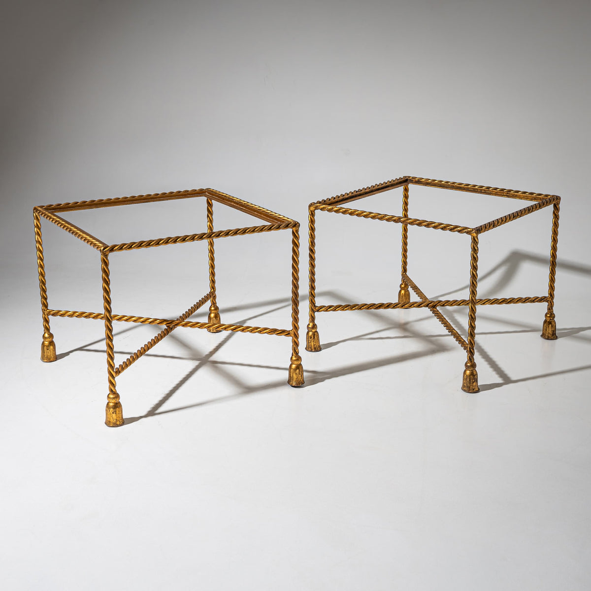 Pair of Side Tables with Metal Frames, Mid-20th Century
